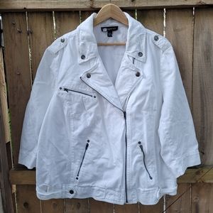 White denim moto-style jacket